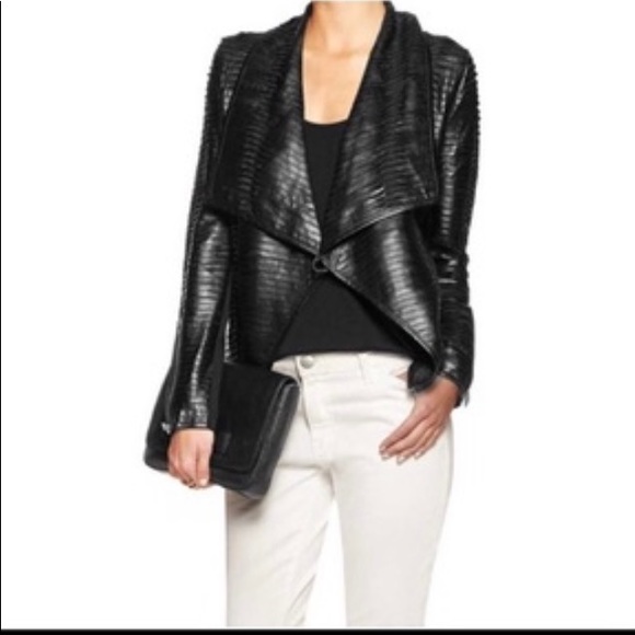 LINE BLACK 100%LAMBSKIN LEATHER JACKET